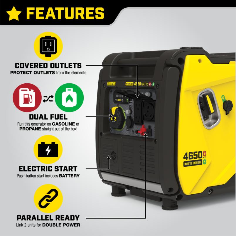 Westinghouse 4650 Watt Dual Fuel Portable Generator, Remote Electric Start, RV Ready Outlet with Co Sensor